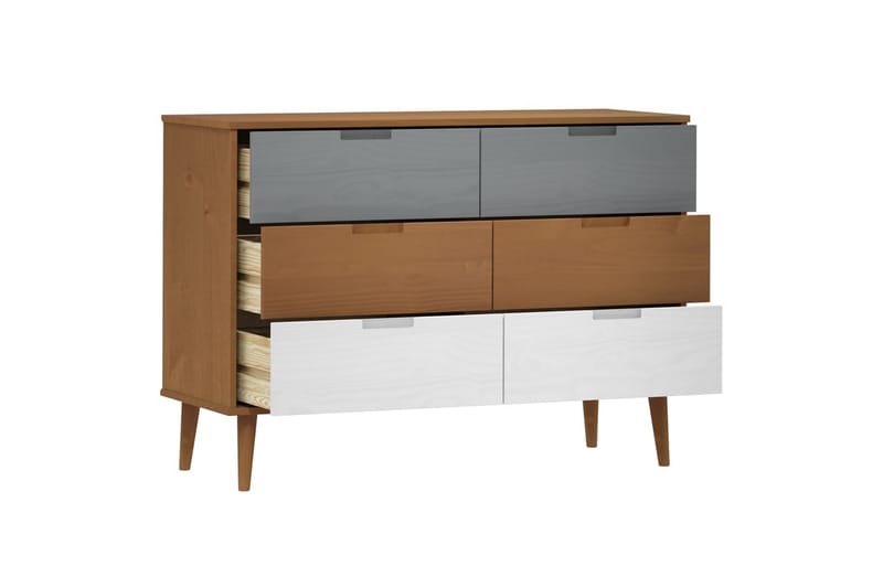 beBasic Byrå brun 113x40x80 cm massivt furuträ - Förvaring - Förvaringsmöbler - Byrå