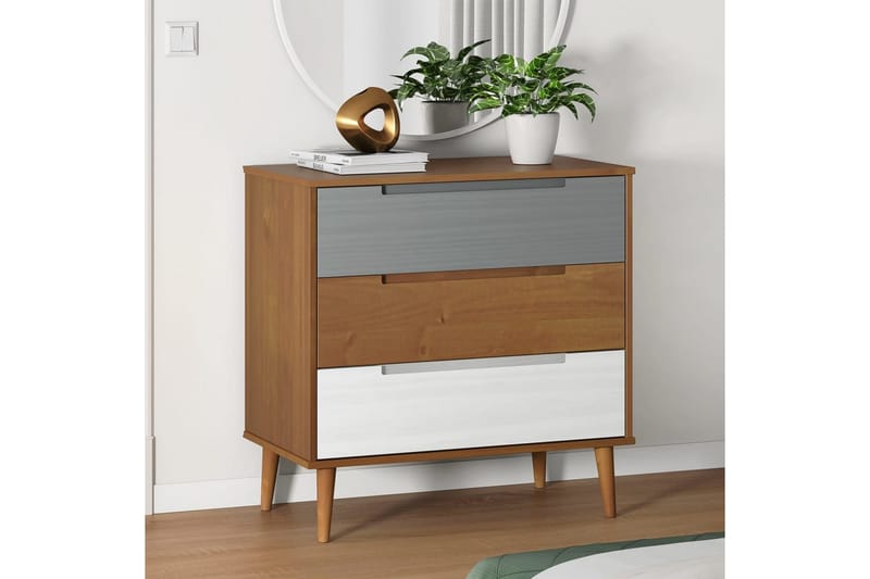 beBasic Byrå brun 80x40x80 cm massivt furuträ - Förvaring - Förvaringsmöbler - Byrå