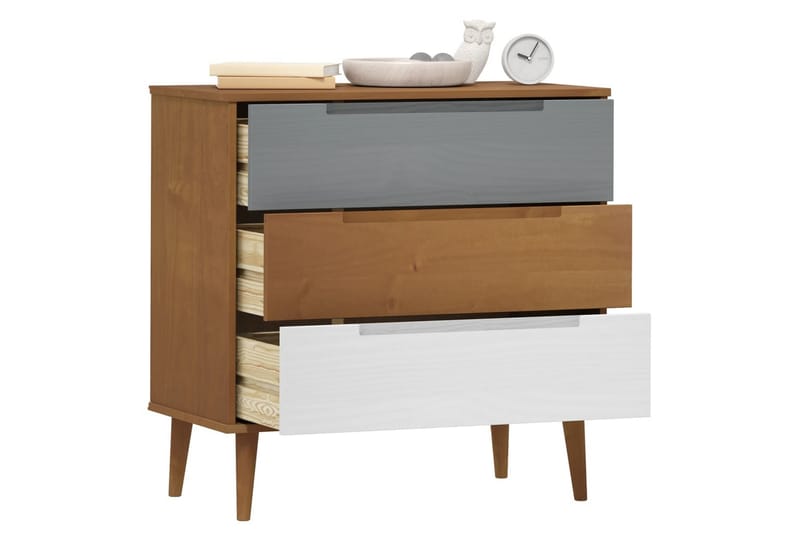 beBasic Byrå brun 80x40x80 cm massivt furuträ - Förvaring - Förvaringsmöbler - Byrå
