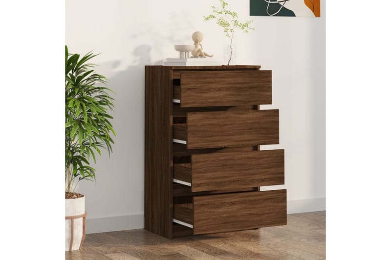 beBasic Byrå brun ek 60x35x98,5 cm konstruerat trä - Förvaring - Förvaringsmöbler - Byrå
