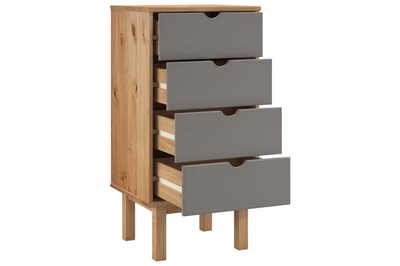 beBasic Byrå brun och grå 46x39,5x90 cm massivt furuträ - Förvaring - Förvaringsmöbler - Byrå