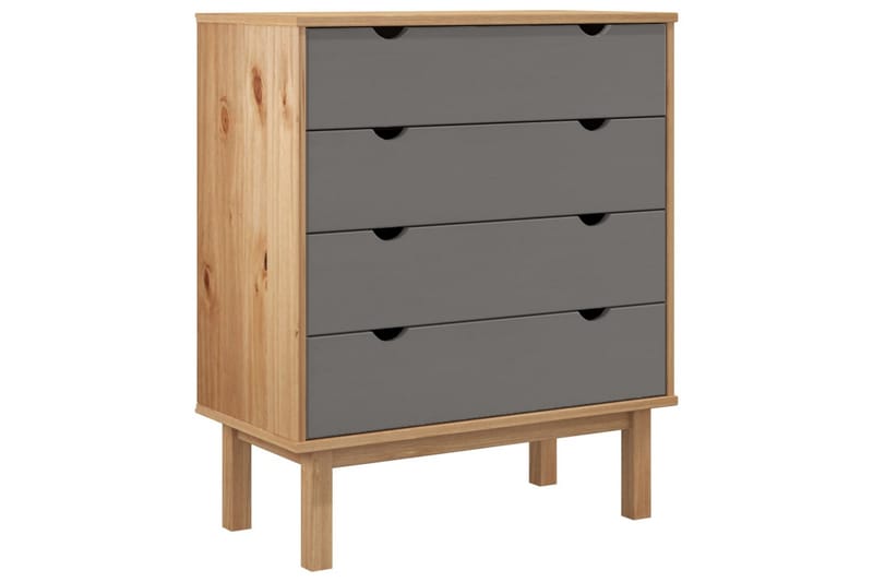 beBasic Byrå brun och grå 76,5x39,5x90 cm massivt furuträ - Byrå