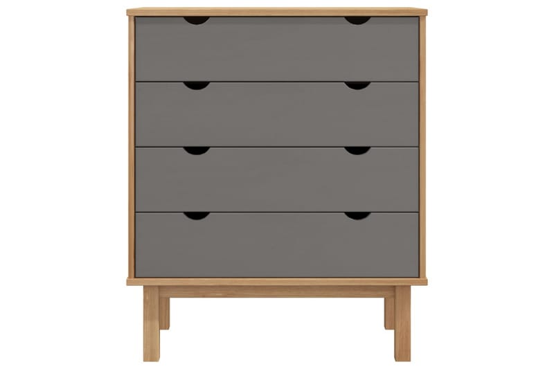 beBasic Byrå brun och grå 76,5x39,5x90 cm massivt furuträ - Förvaring - Förvaringsmöbler - Byrå