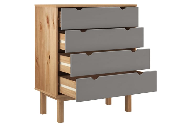 beBasic Byrå brun och grå 76,5x39,5x90 cm massivt furuträ - Förvaring - Förvaringsmöbler - Byrå