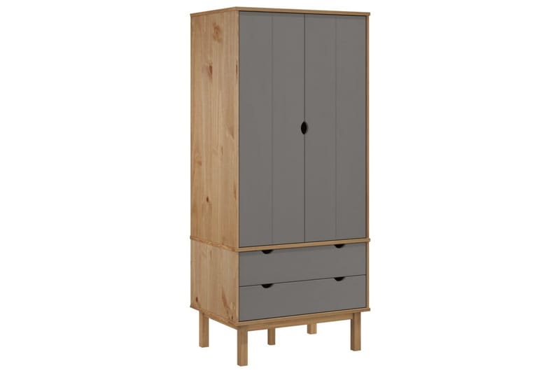 beBasic Byrå brun och grå 76,5x53x172 cm massivt furuträ - Förvaring - Förvaringsmöbler - Byrå