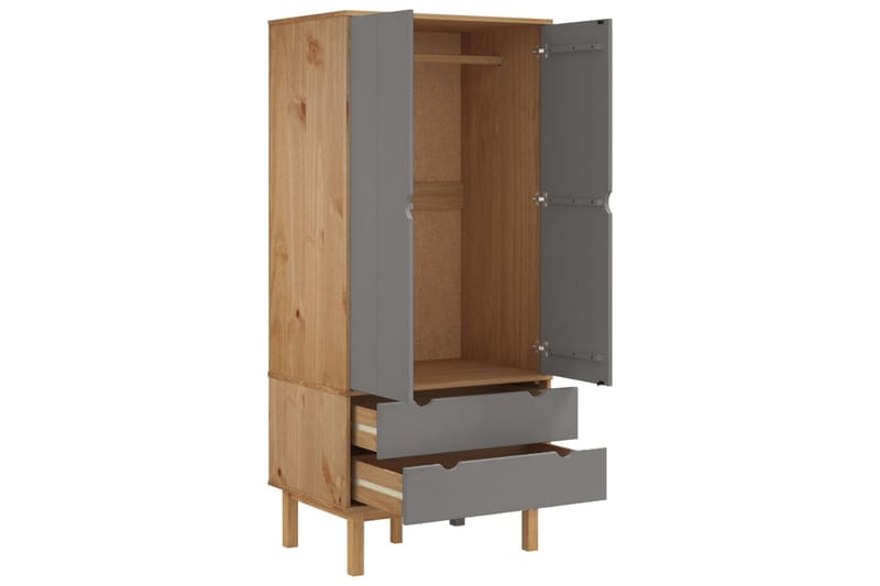 beBasic Byrå brun och grå 76,5x53x172 cm massivt furuträ - Förvaring - Förvaringsmöbler - Byrå