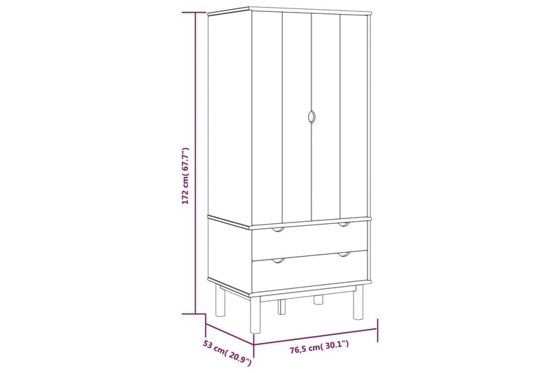 beBasic Byrå brun och grå 76,5x53x172 cm massivt furuträ - Byrå