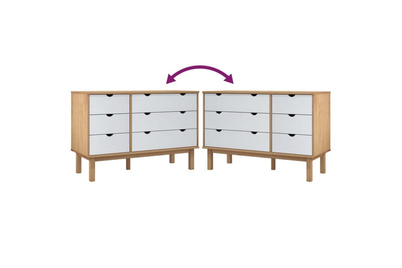 beBasic Byrå brun och vit 113,5x39,5x73 cm massivt furuträ - Förvaring - Förvaringsmöbler - Byrå