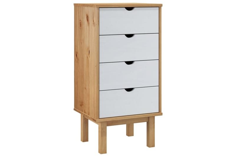 beBasic Byrå brun och vit 46x39,5x90 cm massivt furuträ - Förvaring - Förvaringsmöbler - Byrå