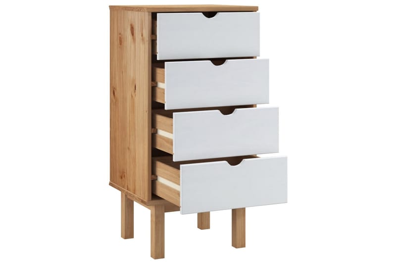 beBasic Byrå brun och vit 46x39,5x90 cm massivt furuträ - Förvaring - Förvaringsmöbler - Byrå