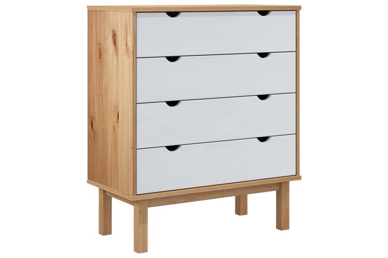 beBasic Byrå brun och vit 76,5x39,5x90 cm massivt furuträ - Förvaring - Förvaringsmöbler - Byrå