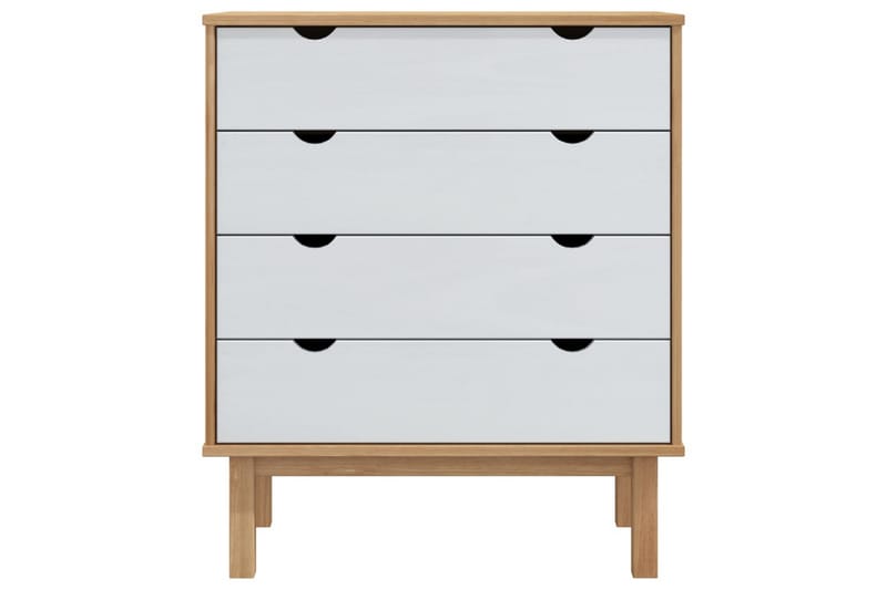 beBasic Byrå brun och vit 76,5x39,5x90 cm massivt furuträ - Förvaring - Förvaringsmöbler - Byrå
