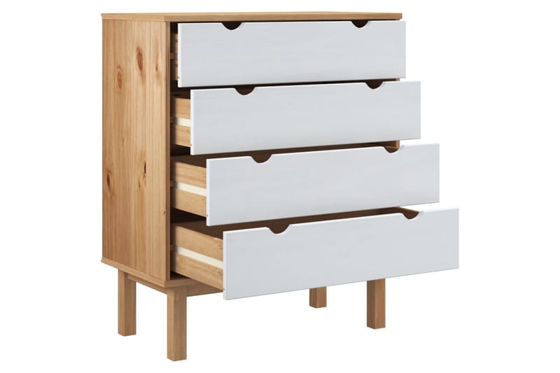 beBasic Byrå brun och vit 76,5x39,5x90 cm massivt furuträ - Förvaring - Förvaringsmöbler - Byrå
