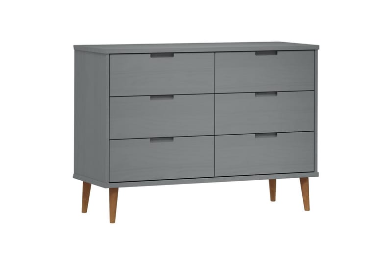 beBasic Byrå grå 113x40x80 cm massivt furuträ - Förvaring - Förvaringsmöbler - Byrå