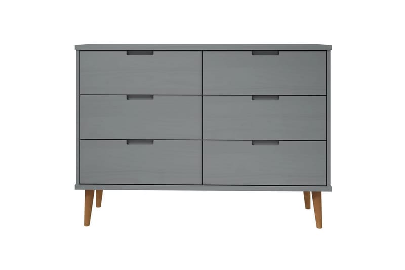 beBasic Byrå grå 113x40x80 cm massivt furuträ - Förvaring - Förvaringsmöbler - Byrå