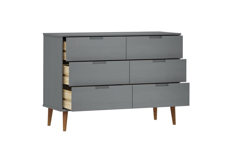 beBasic Byrå grå 113x40x80 cm massivt furuträ - Förvaring - Förvaringsmöbler - Byrå
