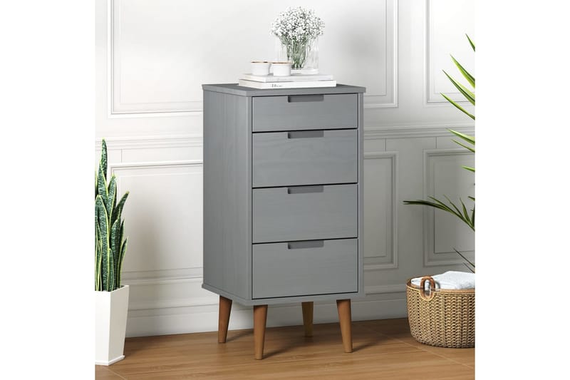 beBasic Byrå grå 40x35x82 cm massivt furuträ - Förvaring - Förvaringsmöbler - Byrå