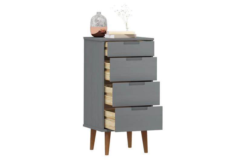 beBasic Byrå grå 40x35x82 cm massivt furuträ - Förvaring - Förvaringsmöbler - Byrå