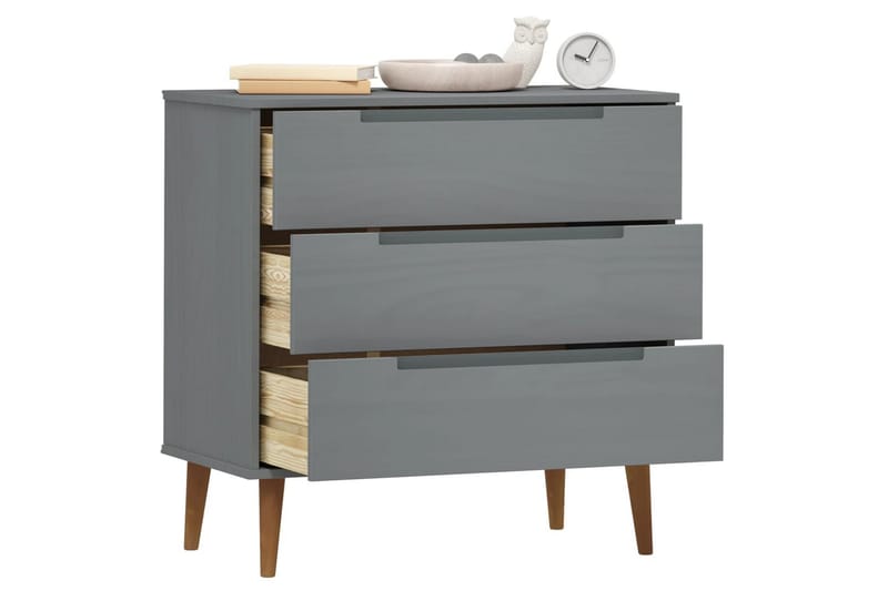 beBasic Byrå grå 80x40x80 cm massivt furuträ - Förvaring - Förvaringsmöbler - Byrå