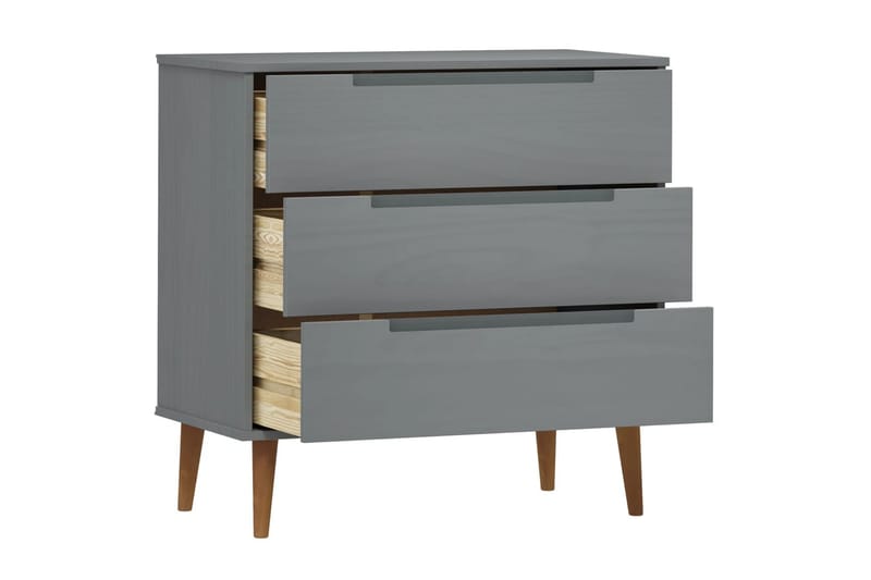 beBasic Byrå grå 80x40x80 cm massivt furuträ - Förvaring - Förvaringsmöbler - Byrå