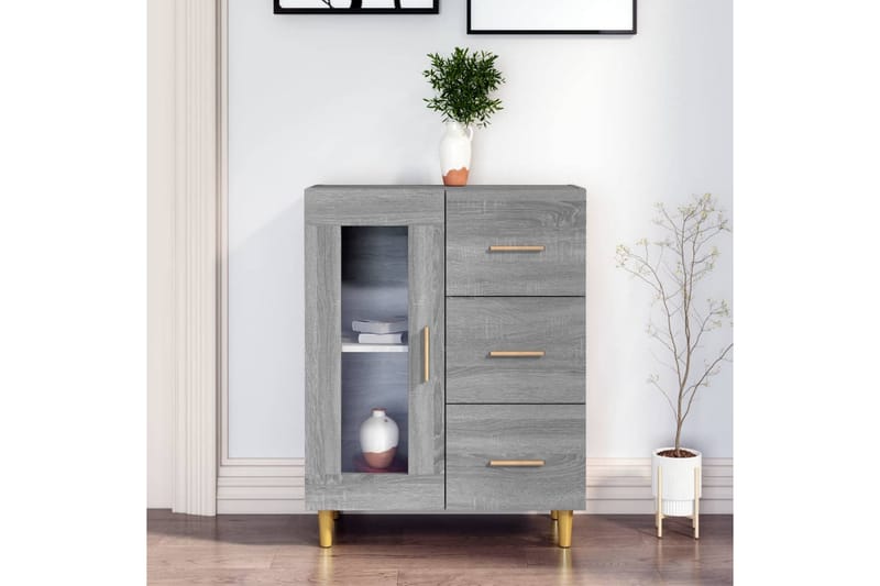 beBasic Byrå grå sonoma 69,5x34x90 cm konstruerat trä - Förvaring - Förvaringsmöbler - Byrå