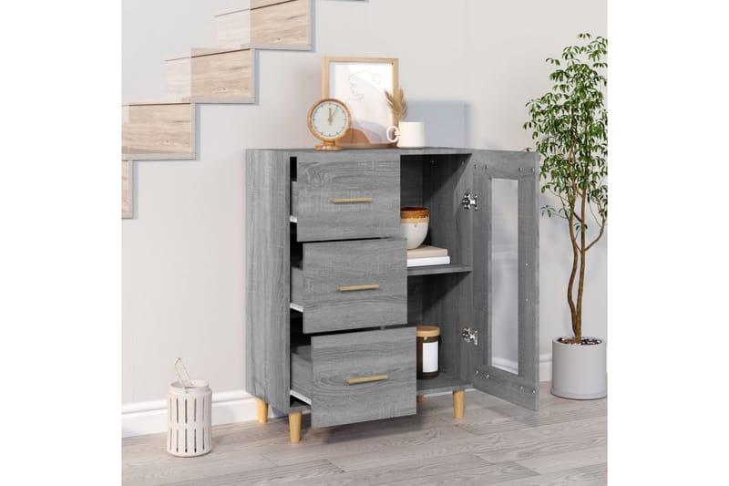 beBasic Byrå grå sonoma 69,5x34x90 cm konstruerat trä - Förvaring - Förvaringsmöbler - Byrå