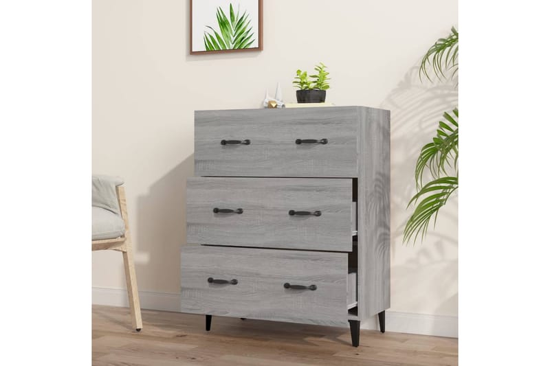 beBasic Byrå grå sonoma 69,5x34x90 cm konstruerat trä - Förvaring - Förvaringsmöbler - Byrå