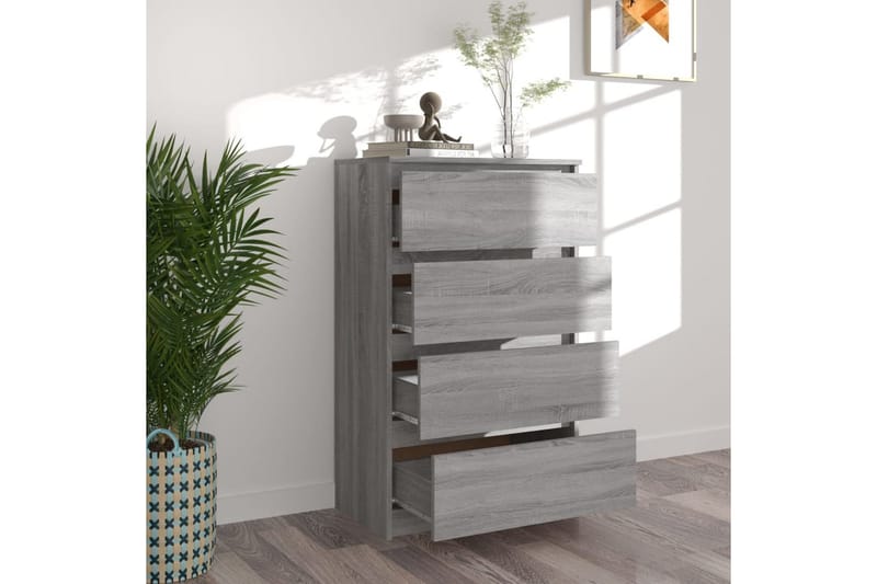 beBasic Byrå grå sonoma-ek 60x35x98,5 cm konstruerat trä - Förvaring - Förvaringsmöbler - Byrå