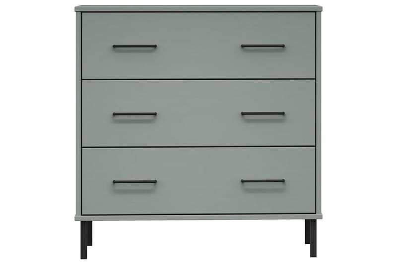 beBasic Byrå med 3 lådor OSLO grå 77x40x79,5 cm massivt trä - Förvaring - Förvaringsmöbler - Byrå