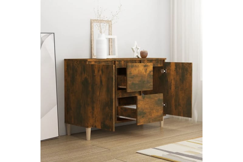 beBasic Byrå rökfärgad ek 103,5x35x70 cm konstruerat trä - Förvaring - Förvaringsmöbler - Byrå