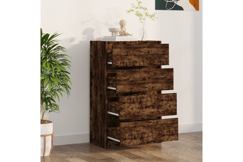beBasic Byrå rökfärgad ek 60x35x98,5 cm konstruerat trä - Förvaring - Förvaringsmöbler - Byrå