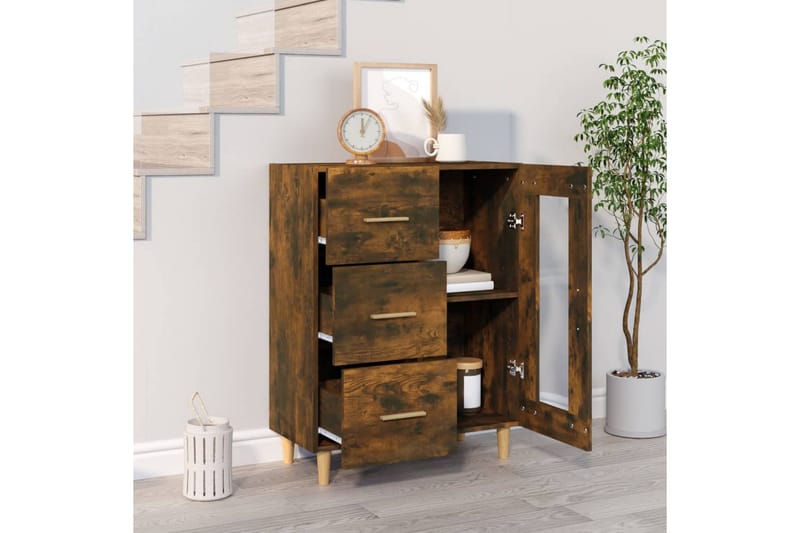 beBasic Byrå rökfärgad ek 69,5x34x90 cm konstruerat trä - Förvaring - Förvaringsmöbler - Byrå