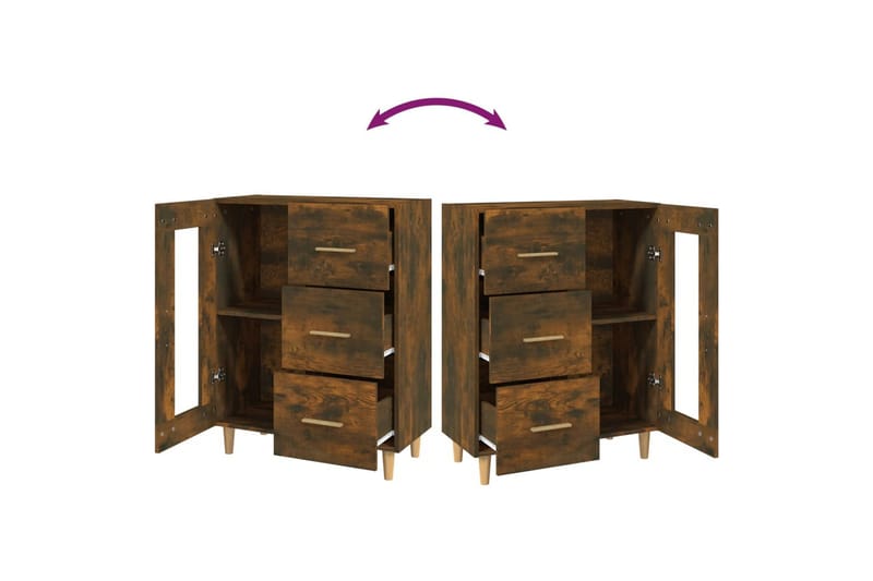 beBasic Byrå rökfärgad ek 69,5x34x90 cm konstruerat trä - Förvaring - Förvaringsmöbler - Byrå