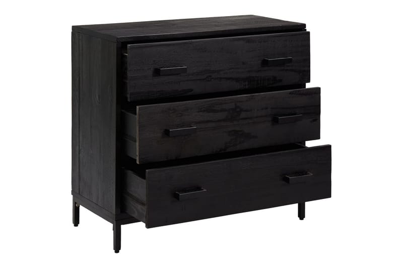 beBasic Byrå svart 75x35x70 cm massivt återvunnet furu - F�örvaring - Förvaringsmöbler - Byrå