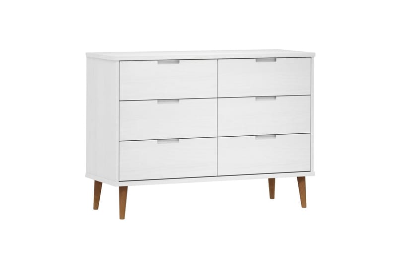 beBasic Byrå vit 113x40x80 cm massivt furuträ - Förvaring - Förvaringsmöbler - Byrå