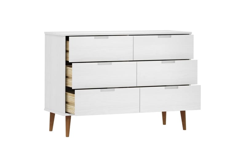 beBasic Byrå vit 113x40x80 cm massivt furuträ - Förvaring - Förvaringsmöbler - Byrå