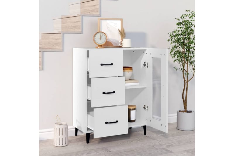 beBasic Byrå vit 69,5x34x90 cm konstruerat trä - Förvaring - Förvaringsmöbler - Byrå
