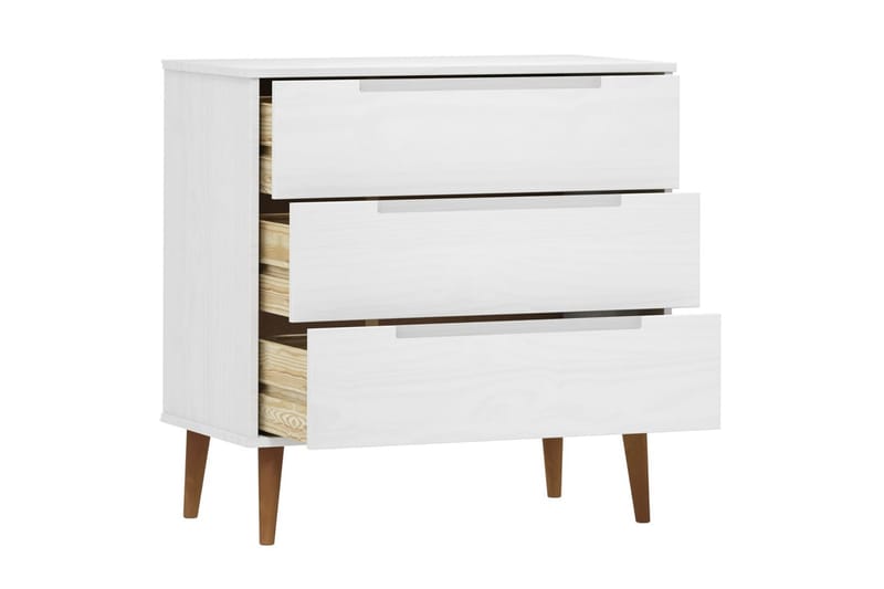 beBasic Byrå vit 80x40x80 cm massivt furuträ - Förvaring - Förvaringsmöbler - Byrå