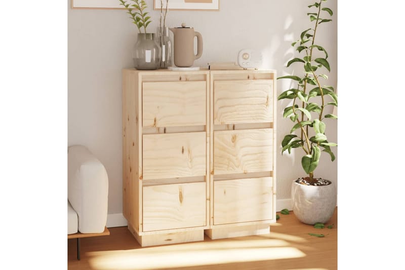 beBasic Byråer 2 st 32x34x75 cm massiv furu - Förvaring - Förvaringsmöbler - Byrå