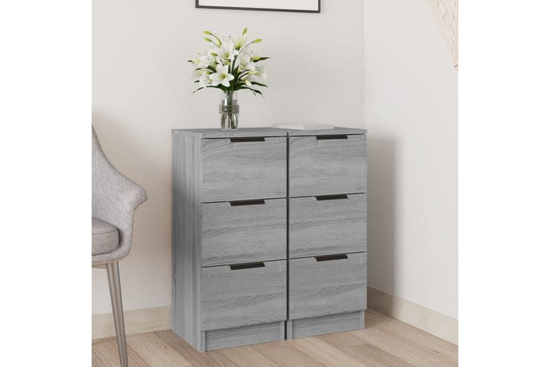 beBasic Byråer 2 st grå sonoma 30x30x70 cm konstruerat trä - Förvaring - Förvaringsmöbler - Byrå