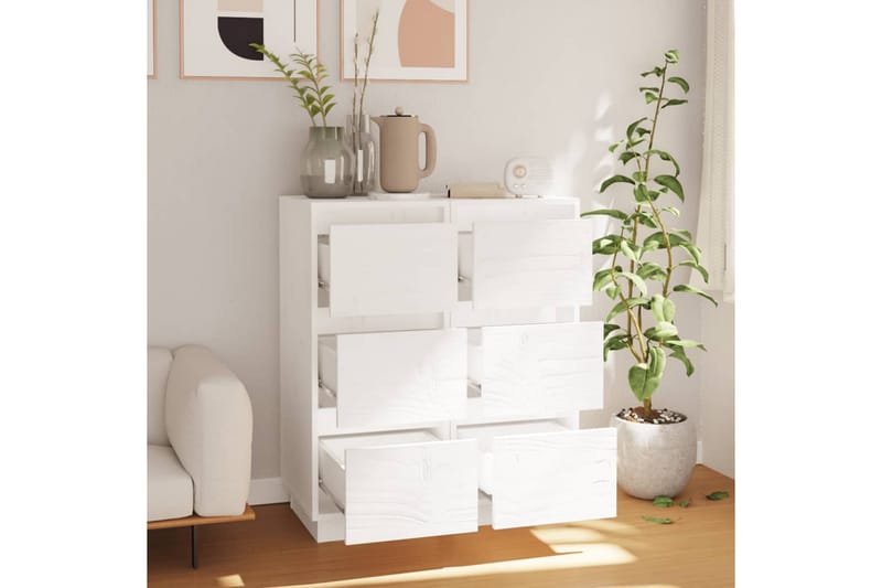 beBasic Byråer 2 st vit 32x34x75 cm massiv furu - Förvaring - Förvaringsmöbler - Byrå