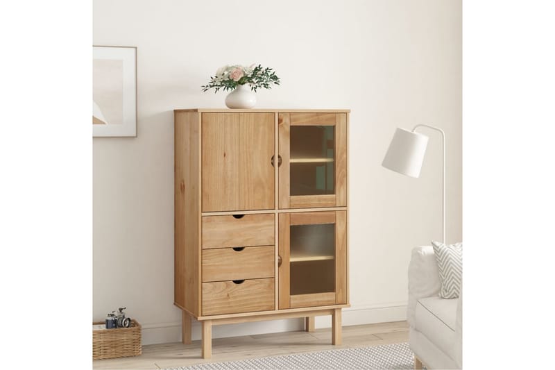 beBasic Högskåp 85x43x125 cm massiv furu - Förvaring - Förvaringsmöbler - Byrå
