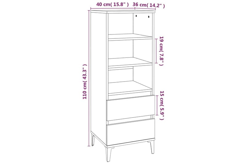 beBasic Högskåp betonggrå 40x36x110 cm konstruerat trä - Byrå