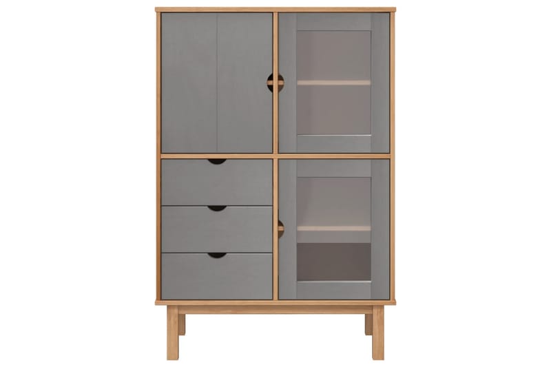 beBasic Högskåp brun och grå 85x43x125 cm massiv furu - Förvaring - Förvaringsmöbler - Byrå