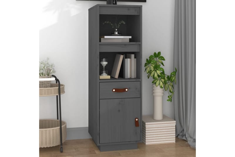 beBasic Högskåp grå 34x40x108,5 cm massiv furu - Förvaring - Förvaringsmöbler - Byrå