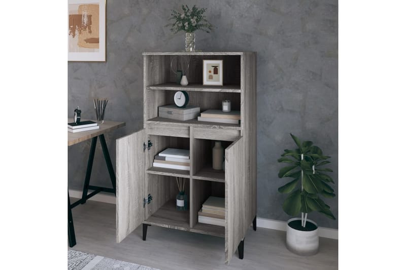 beBasic Högskåp grå sonoma 60x36x110 cm konstruerat trä - Förvaring - Förvaringsmöbler - Byrå