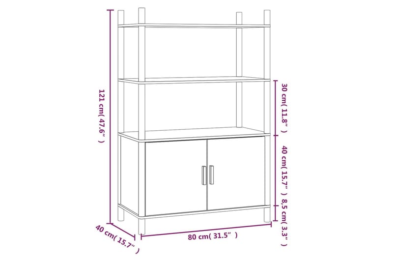 beBasic Högskåp vit 80x40x121 cm konstruerat trä - Byrå