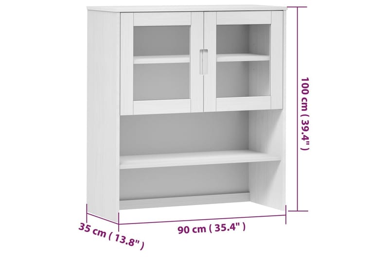 beBasic Överdel till högskåp vit 90x35x100 cm massiv furu - Byrå