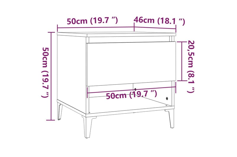 beBasic Sidobord 2 st grå sonoma 50x46x50 cm konstruerat trä - Förvaring - Förvaringsmöbler - Skänkar & sideboards