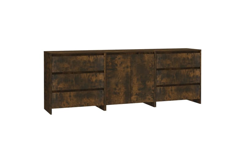 beBasic Sidobord 3 delar rökfärgad ek konstruerat trä - Förvaring - Förvaringsmöbler - Skänkar & sideboards